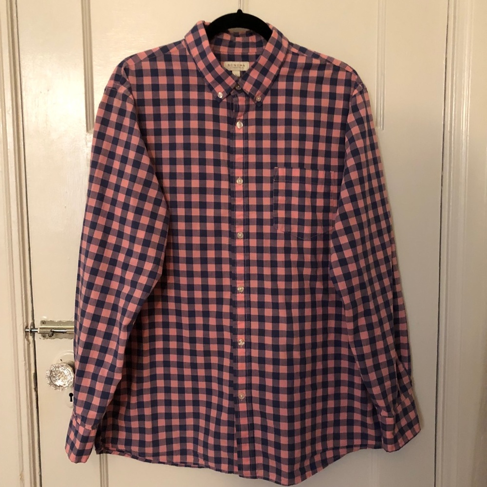 Sonoma Pink and Navy Button Down Shirt